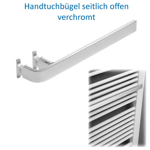 Kermi Handtuchhalter in Chrom-Optik, seitlich offen. Eignet sich zur Montage an der Wand für Handtücher oder ähnliche Textilien.